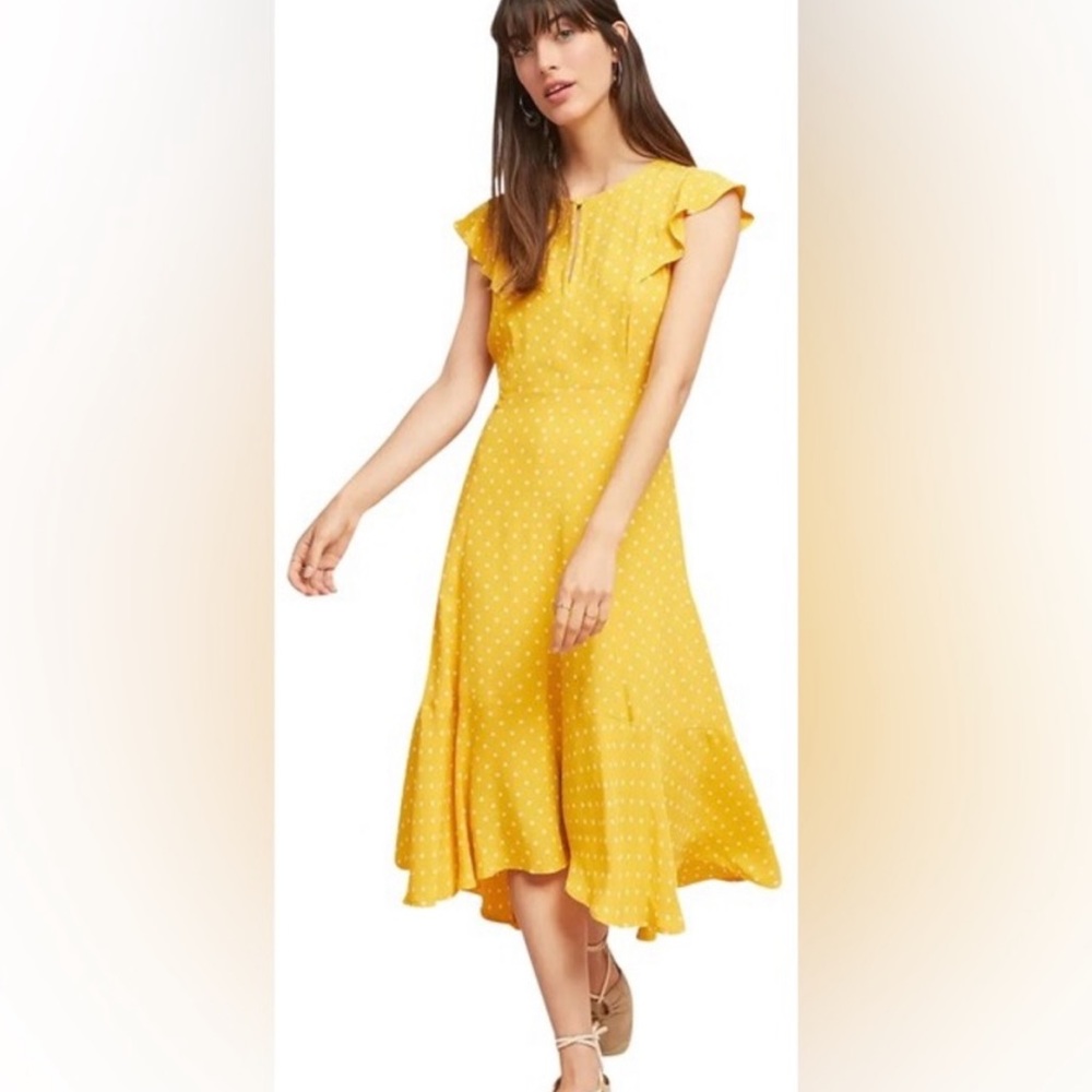 MAEVE By Anthropologie Yellow Polka Dot Dress
